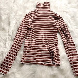 LEVI’S Striped Turtleneck. Red, white, pink striped. Size Large.